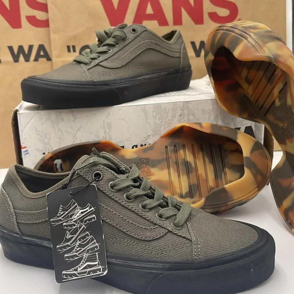 Vans WMNS Olive Green Sneakers Camouflage Old Skool Tapered Modular Grape Leaf - Picture 12 of 16
